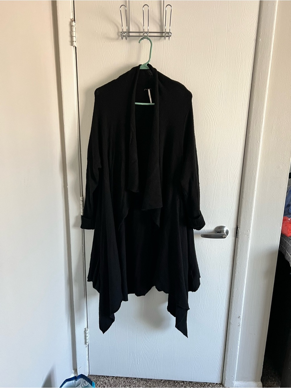 Free People Black Draped Open-Front Cardigan